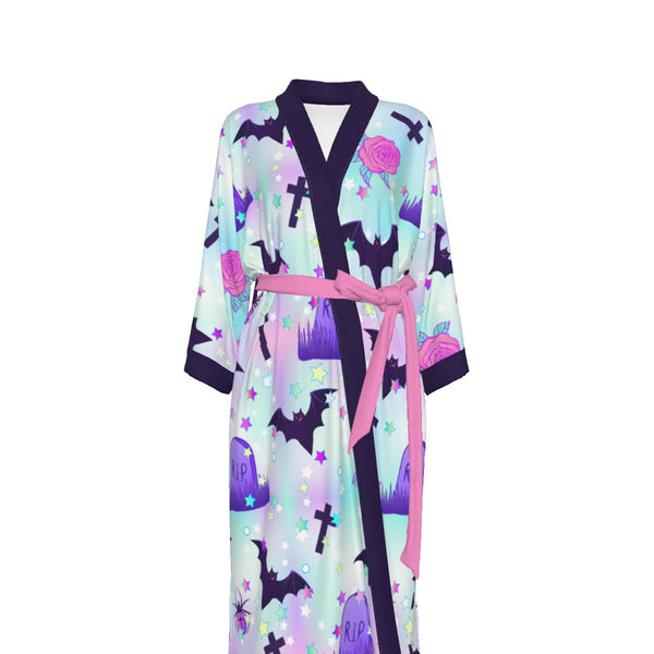 Pastel Goth Women's Satin Kimono Robe